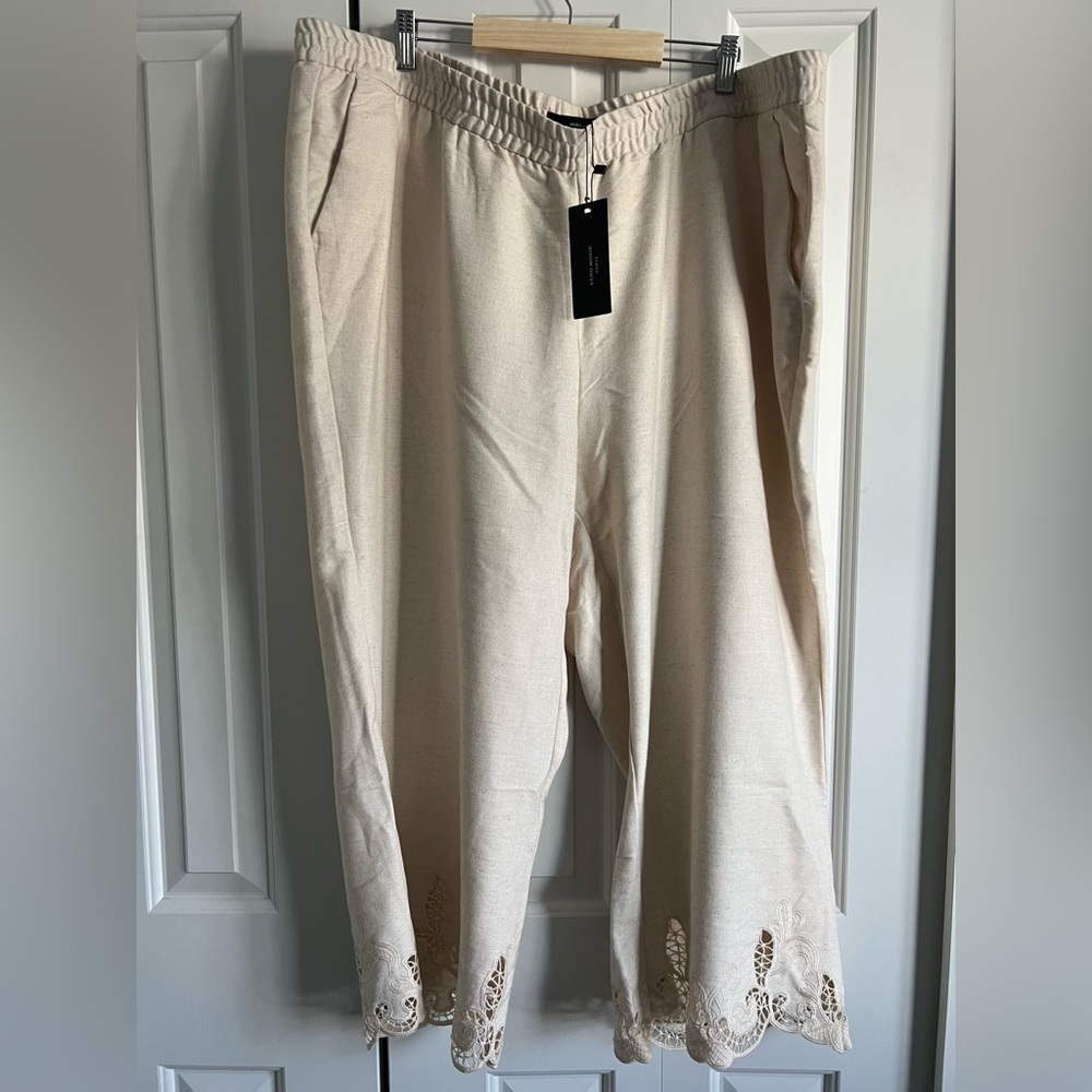 Vero Moda 22w linen-blend embroidered culottes